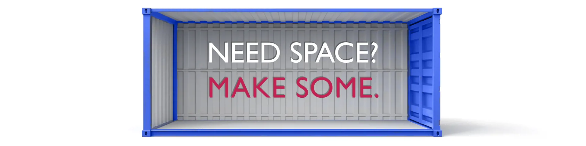 Need space? Make some. Open blue storage container